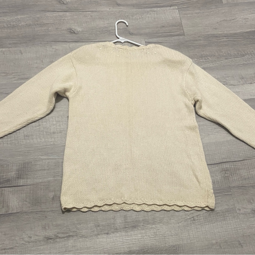 Grannycore Croft & Barrow Cream Knit Sweater Ramie Wool blend